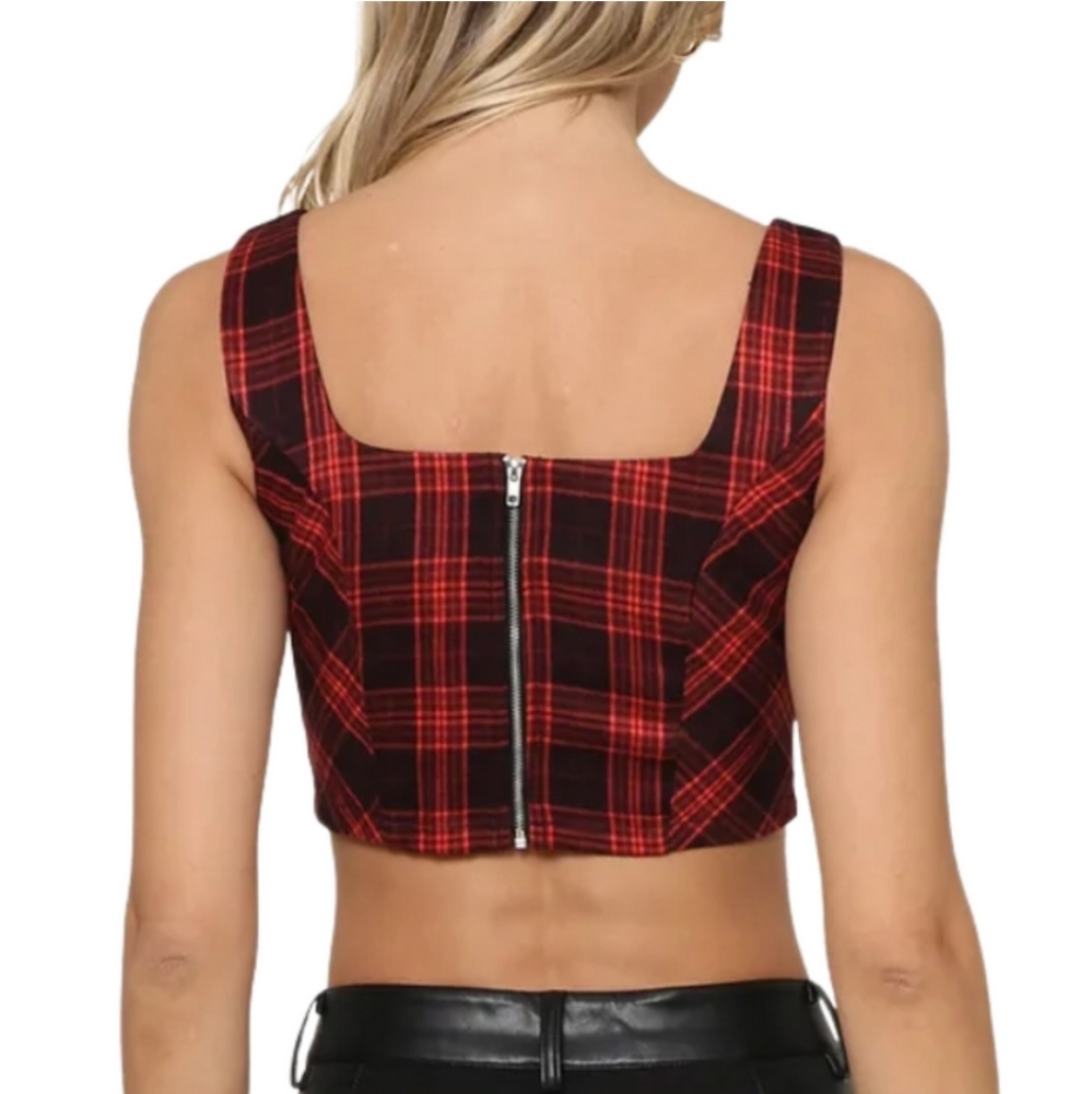 Steve Madden Orchard Crop Top in Red Plaid. Multiple sizes. Red and black - Picture 16 of 16